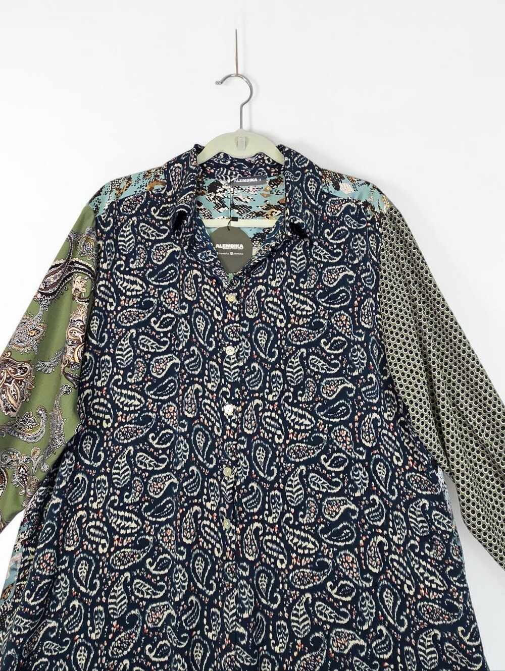 Alembika Paisley Shirt Dress Size 4 US size L / XL Oversize NEW $324 - Picture 3 of 16